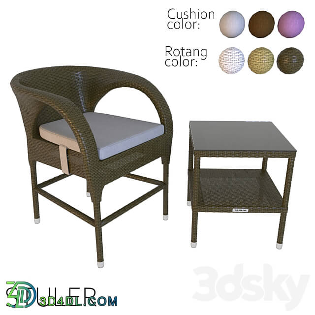 Table Chair OM STULER coffee group round back chair 