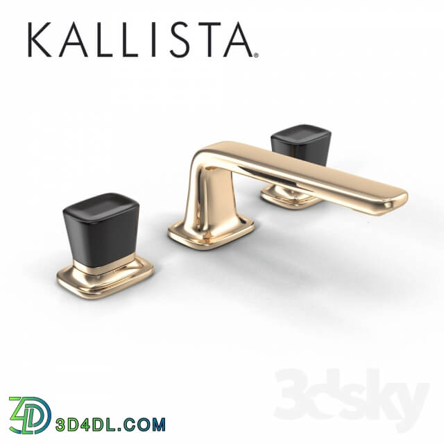 Kallista BASIN FAUCET SET BLACK CRYSTAL KNOB HANDLES