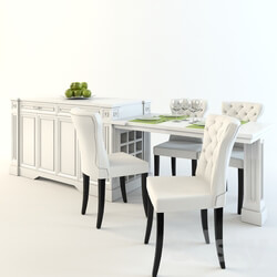 Kitchen Dining table with chairs and an island 