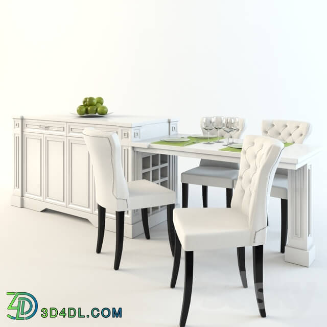Kitchen Dining table with chairs and an island
