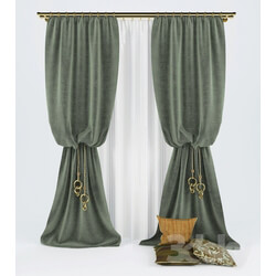 2 curtains with cushions 