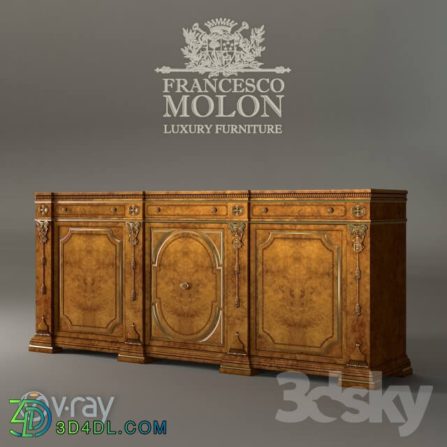 Sideboard Chest of drawer Francesco Molon C3D 16th century walnut carved sideboard