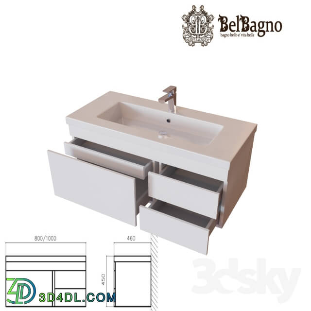 Stand BelBagno Luce BB1000VAC BL white with washbasin