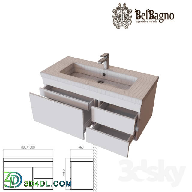 Stand BelBagno Luce BB1000VAC BL white with washbasin