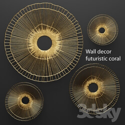 Wall decor futuristic coral. Panel. wall decor art metal luxury gold abstraction flowers panels round discs sun loft coral sculpture art lattice wall decor Other decorative objects 3D Models 