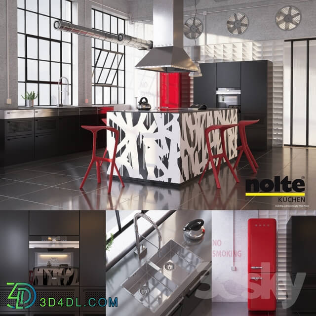 Kitchen Kitchen Nolte Neo equipment and industrial attributes vray corona 