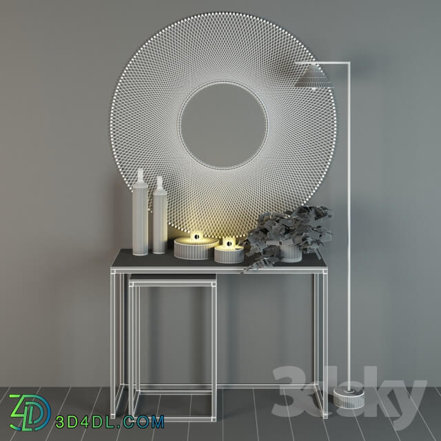 Other Dome Deco set decor vases and console with a mirror and a floor lamp