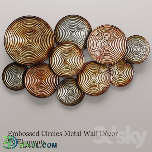 Embossed Circles Metal Wall Décor by Elements wall decor panels discs circles wall decor panel loft decor Other decorative objects 3D Models