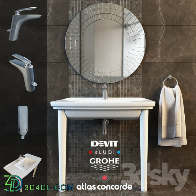 Mixer KLUDI Balance washbasin Devit retro ring Grohe ESSENTIALS tile Atlas Concorde Marvel