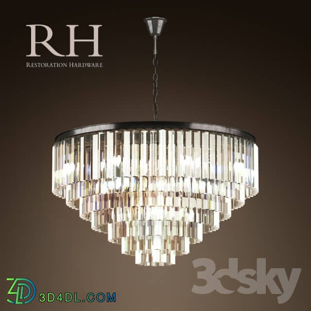 RH 1920S ODEON GLASS FRINGE 7 RING CHANDELIER IRON Pendant light 3D Models