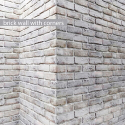 Brick wall with corners Masonry brick loft decorative panel wall corner whitewashed brick white Other decorative objects 3D Models 