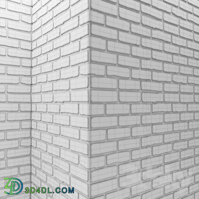 Brick wall with corners Masonry brick loft decorative panel wall corner whitewashed brick white Other decorative objects 3D Models