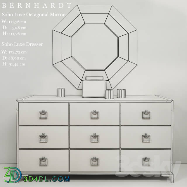 Sideboard Chest of drawer BERNHARDT Soho Luxe Dresser Soho Luxe Octagonal Mirror