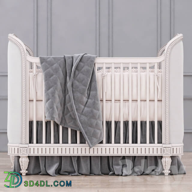 RH Belle Upholstered Crib Antique Grey Mist 