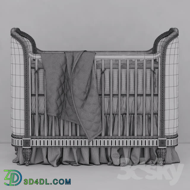 RH Belle Upholstered Crib Antique Grey Mist 