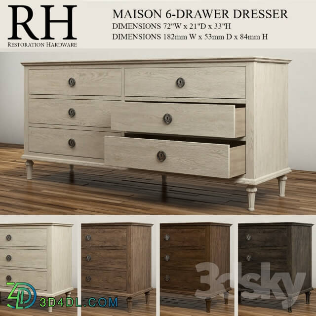 Sideboard Chest of drawer MAISON 6 DRAWER DRESSER