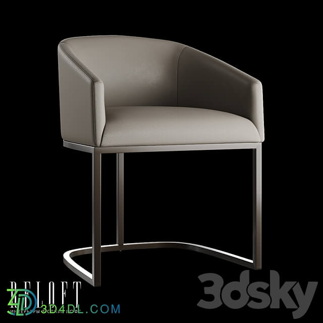 Emery Barrelback Slope Dining Chair with Leather Upholstered Armrests