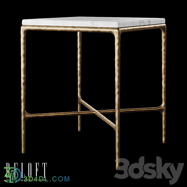 Table Thaddeus square bedside table in metal and marble
