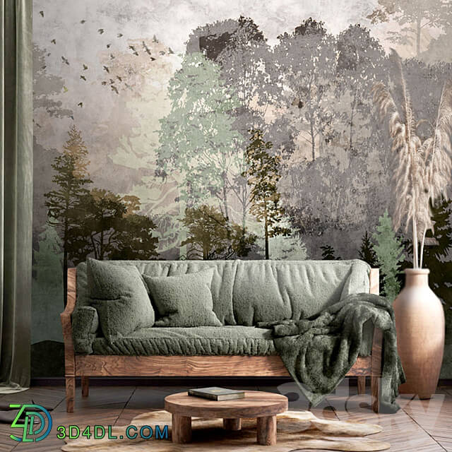 Wallpapers Misty forest Design wallpapers Panels