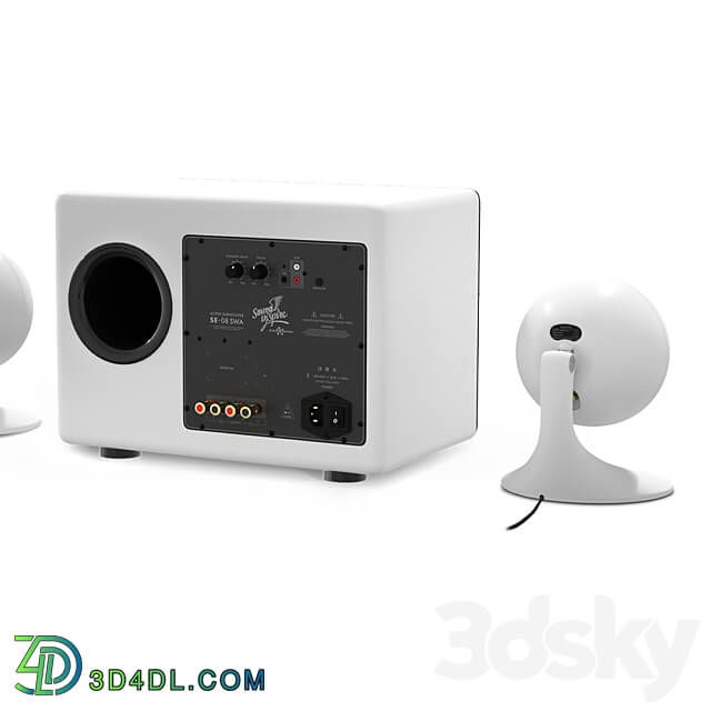 EvoSound Sphere speaker system with table mounts