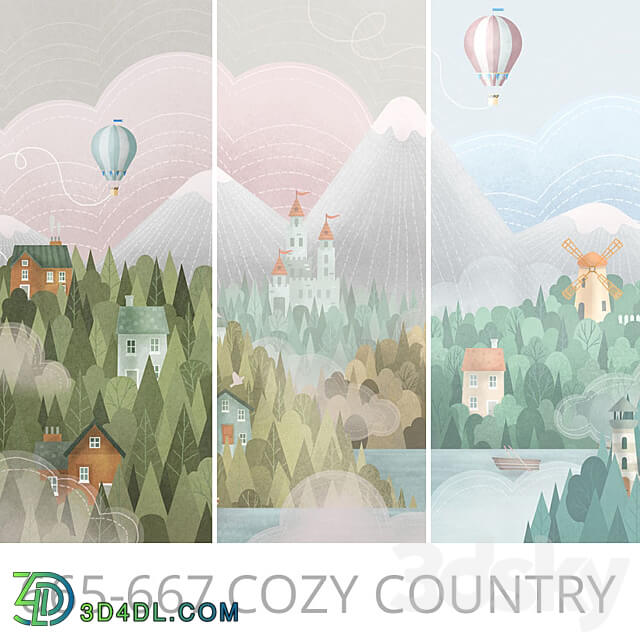 Wallpapers Cozy country Design wallpapers Panels Fresco