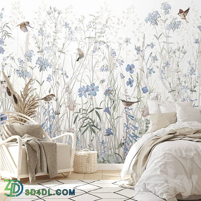 Wallpapers Wildflowers Wall murals Panels Fresco