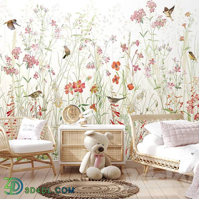 Wallpapers Wildflowers Wall murals Panels Fresco