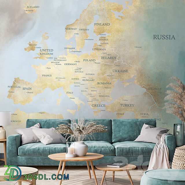 Wallpapers Europe map Murals Panels Fresco Print Texture