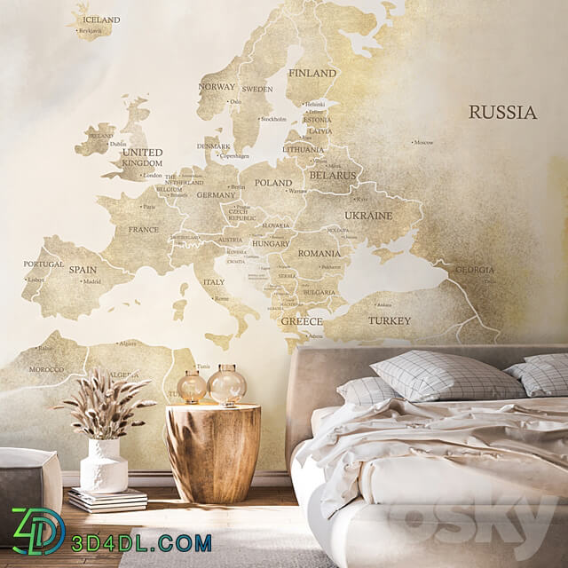 Wallpapers Europe map Murals Panels Fresco Print Texture