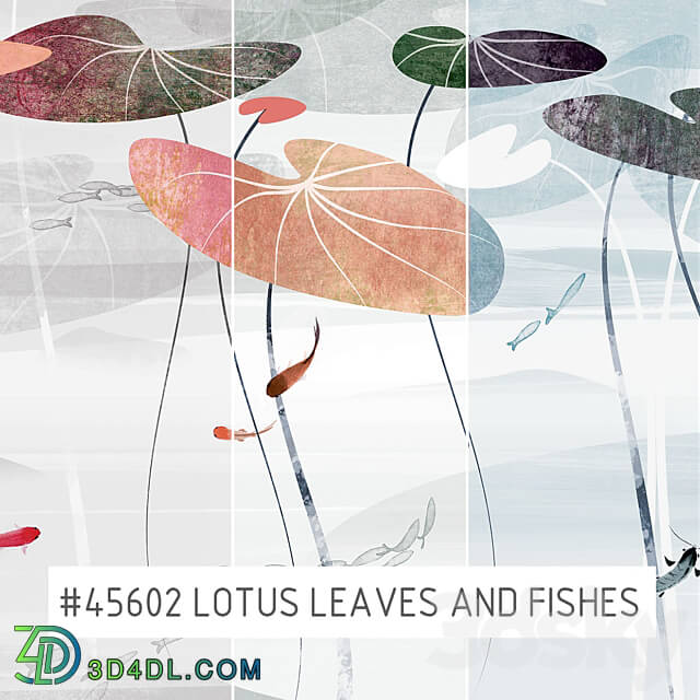 Creativille Wallpapers 45602 Lotus Leaves and Fishes