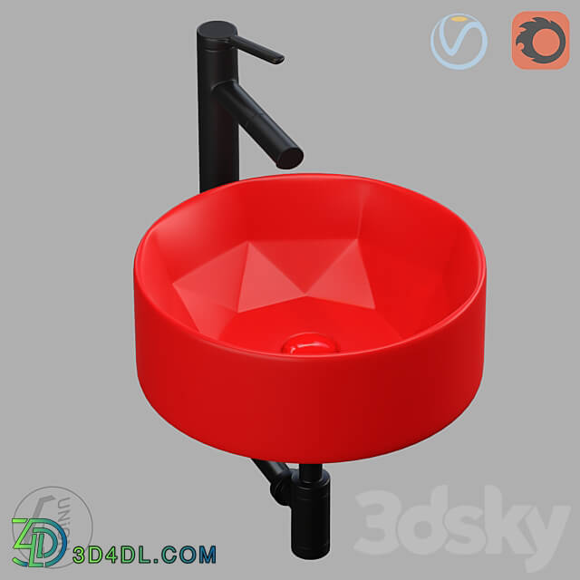 Wash basin - Washbasin Red Polygonal