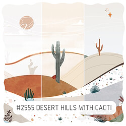 Creativille Wallpapers 2555 Desert Hills with Cacti 