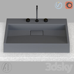 Wash basin - Washbasin gray square 