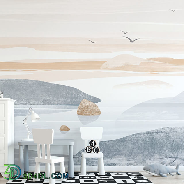 Wall covering - Creativille _ Wallpapers _ 27404 Abstract Seaview and Birds