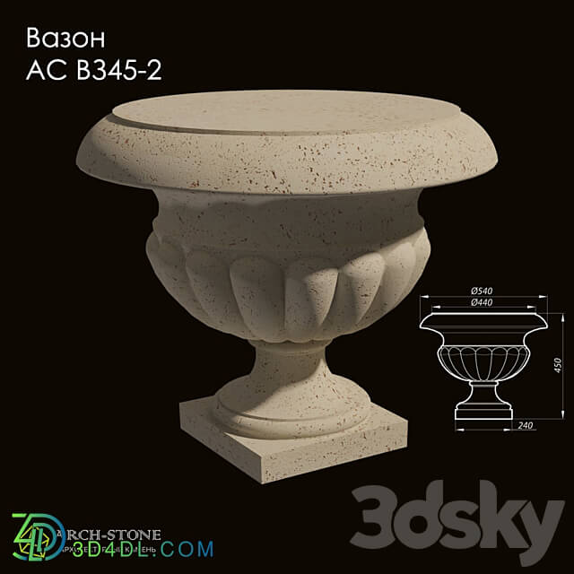Facade element - Flowerpot АС ВЗ45-2 of the Arch-Stone brand