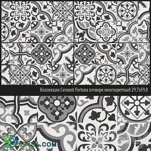 Tile - Porcelain stoneware Cersanit Fortuna patchwork multicolor 29_7x59_8 А15888