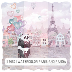 Wall covering - Creativille _ Wallpapers _ 23201 Watercolor Paris and Panda 