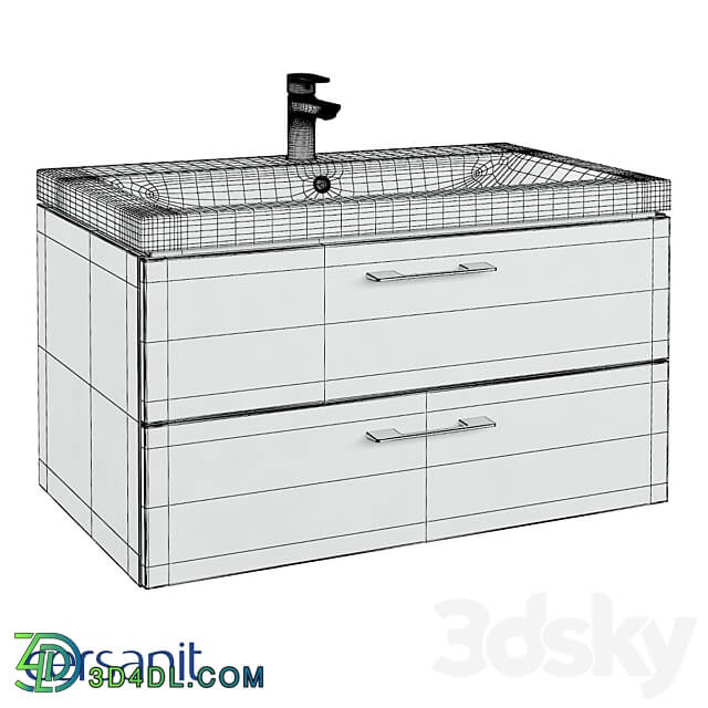 Cersanit Sink cabinet LARA 80 walnut A63416 3D Models 3DSKY