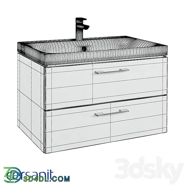 Cersanit Sink cabinet LARA 70 walnut A63415 3D Models
