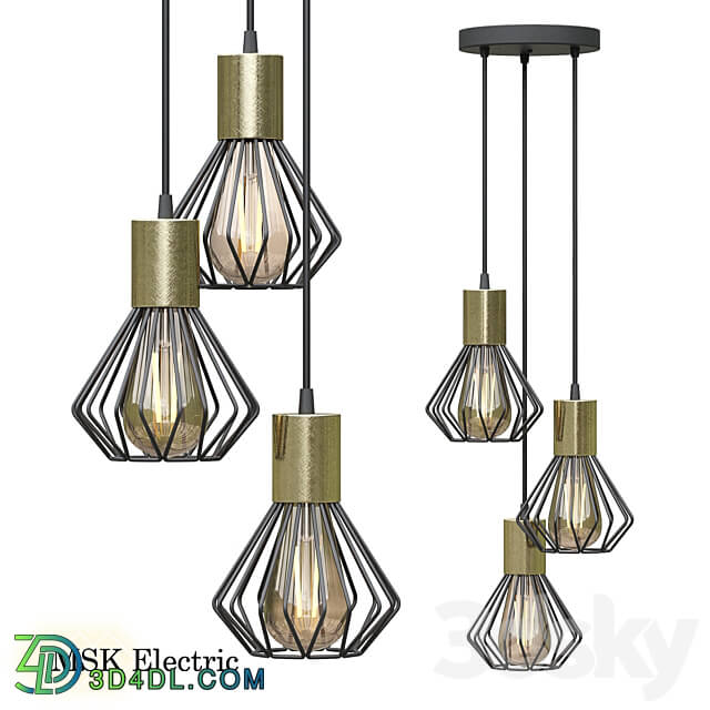 Pendant light - Loft loft MSK Electric Diadem suspended for three shades with a bronze socket NL 2215-3R BK _ BN