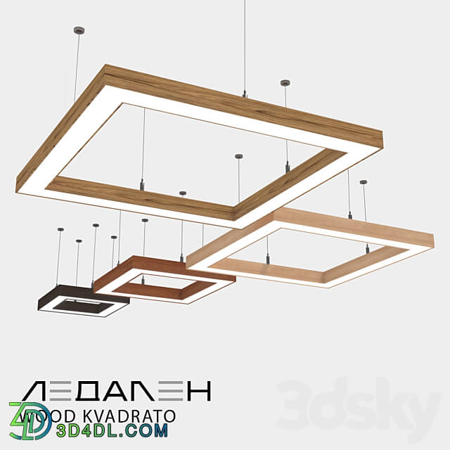 Wooden luminaire WOOD KVADRATO LEDALEN Pendant light 3D Models 3DSKY