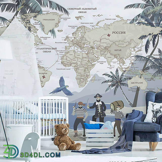 Wall covering - Designer wallpaper TRAVEL KIDS pack1