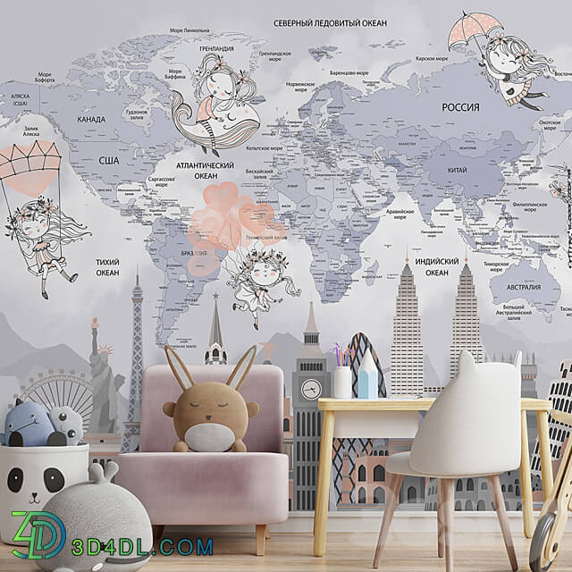 Designer wallpaper TRAVEL KIDS pack 2 3D Models 3DSKY