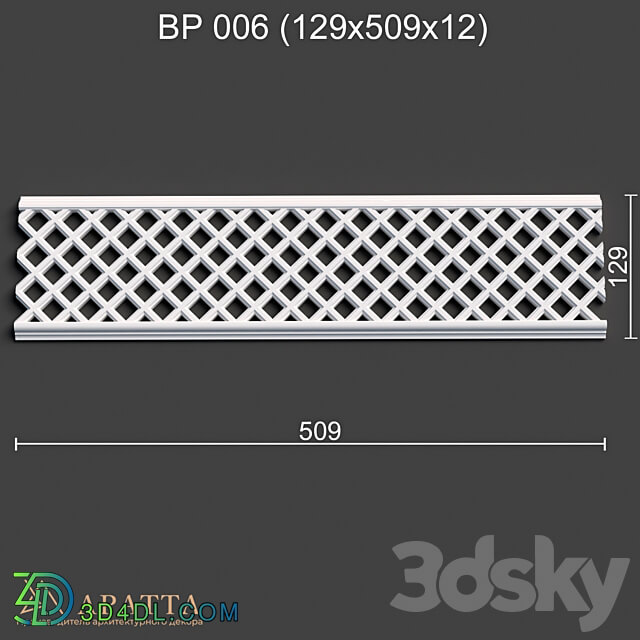 Plaster ventilation grill 006 129x509x12 3D Models 3DSKY