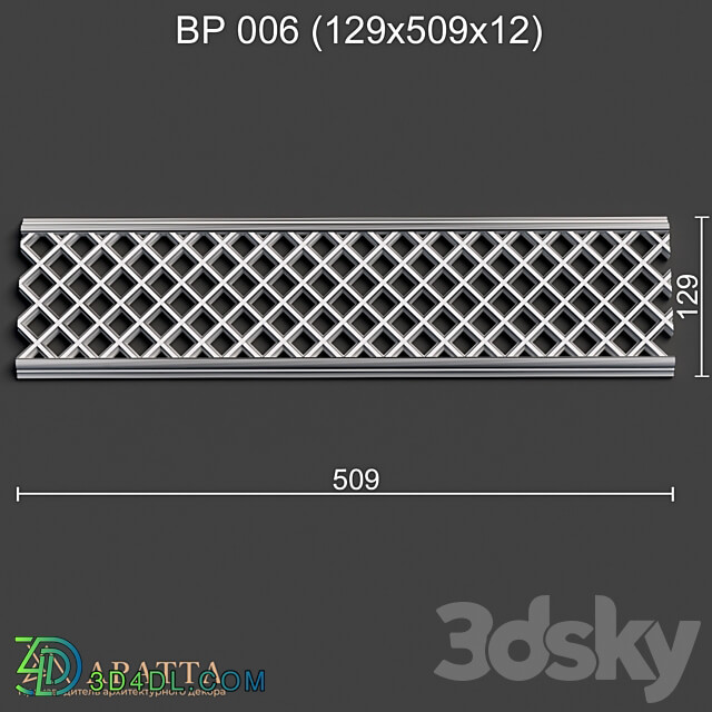 Plaster ventilation grill 006 129x509x12 3D Models 3DSKY