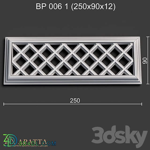 Plaster ventilation grill 006 1 250x90x12 3D Models 3DSKY