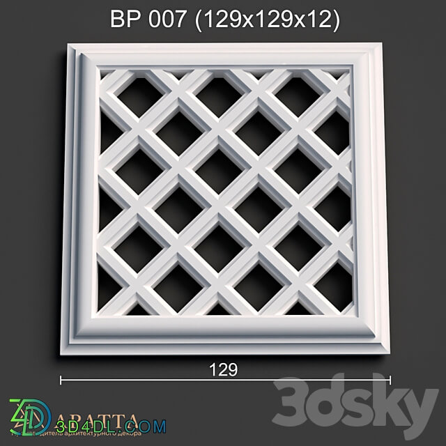 Decorative plaster - Ventilation plaster grill BP 007 _129x129x12_