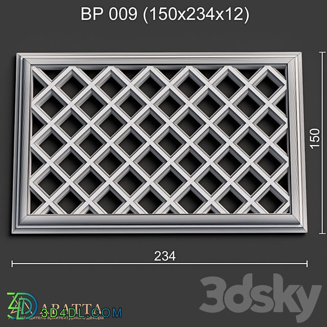 Decorative plaster - Ventilation plaster grill BP 009 _150x234x12_