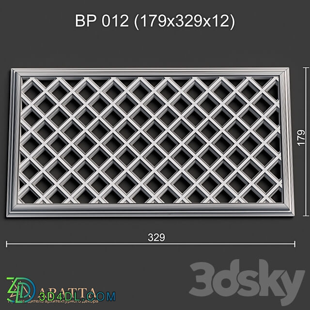 Ventilation plaster grill BP 012 179x329x12 3D Models 3DSKY