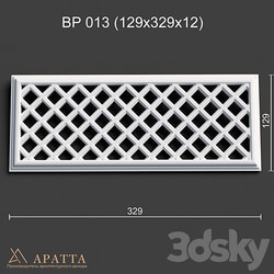 Ventilation plaster grill BP 013 129x329x12 3D Models 3DSKY 